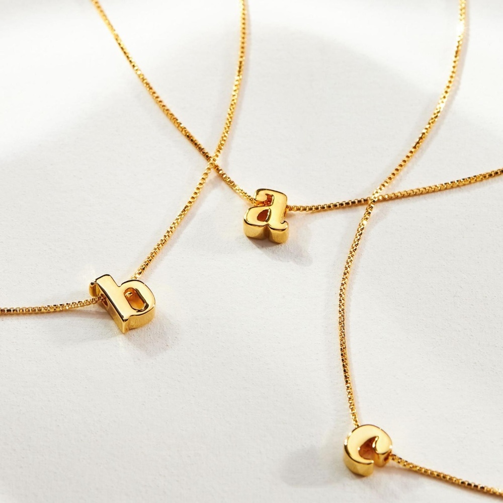 NWT Anthropologie 14K Gold Mini Monogram Necklace Letter C